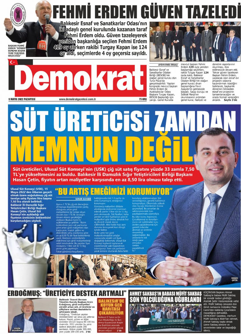 Demokrat Gazetesi 1. Sayfa