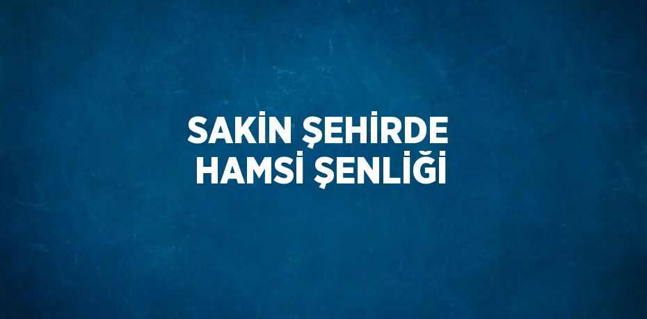 SAKİN ŞEHİRDE HAMSİ ŞENLİĞİ