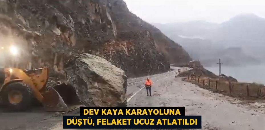 DEV KAYA KARAYOLUNA DÜŞTÜ, FELAKET UCUZ ATLATILDI