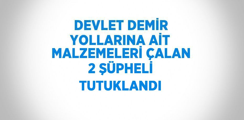 DEVLET DEMİR YOLLARINA AİT MALZEMELERİ ÇALAN 2 ŞÜPHELİ TUTUKLANDI