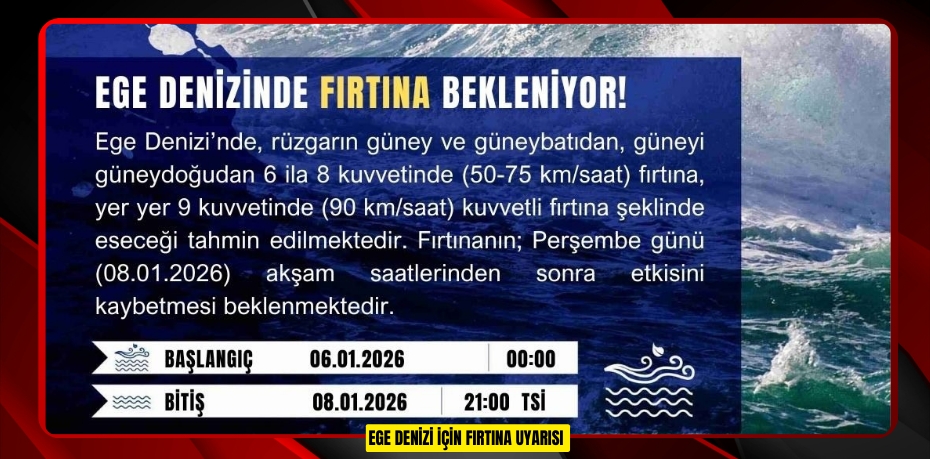 Ege Denizi için fırtına uyarısı  