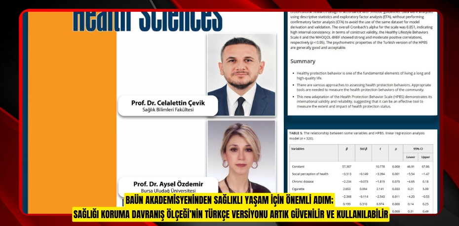 BAÜN AKADEMİSYENİNDEN SAĞLIKLI YAŞAM İÇİN ÖNEMLİ ADIM;  SAĞLIĞI KORUMA DAVRANIŞ ÖLÇEĞİ’NİN TÜRKÇE VERSİYONU ARTIK GÜVENİLİR VE KULLANILABİLİR