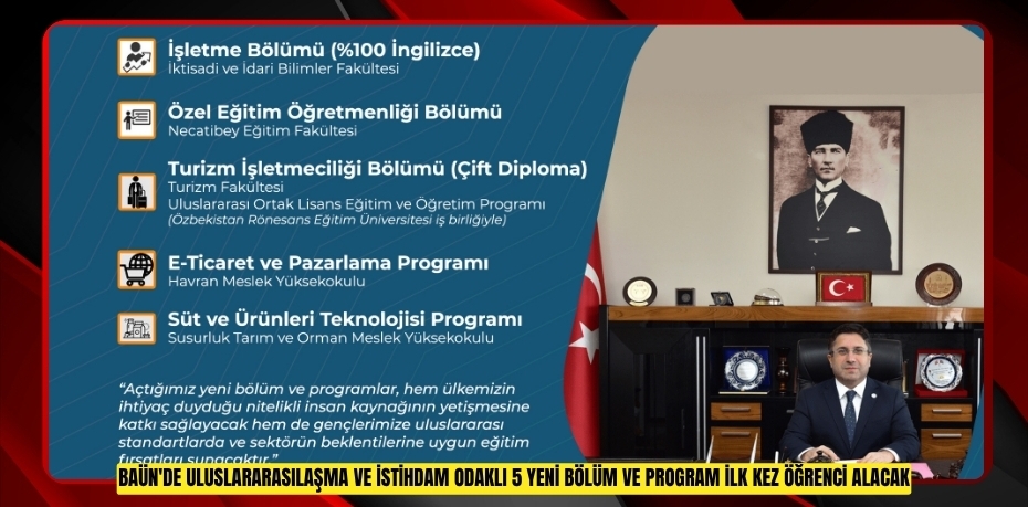 BALIKESİR ÜNİVERSİTESİNDE ULUSLARARASILAŞMA VE İSTİHDAM ODAKLI 5 YENİ BÖLÜM VE PROGRAM İLK KEZ ÖĞRENCİ ALACAK