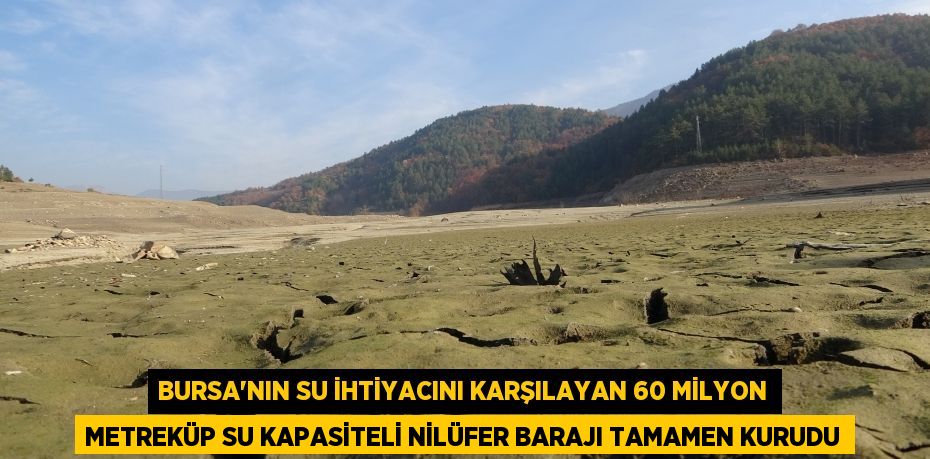 Bursa'nın su ihtiyacını karşılayan 60 milyon metreküp su kapasiteli Nilüfer Barajı tamamen kurudu