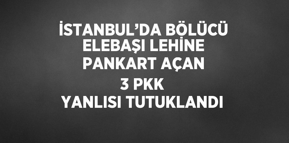 İSTANBUL’DA BÖLÜCÜ ELEBAŞI LEHİNE PANKART AÇAN 3 PKK YANLISI TUTUKLANDI