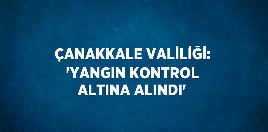 ÇANAKKALE VALİLİĞİ: 'YANGIN KONTROL ALTINA ALINDI'