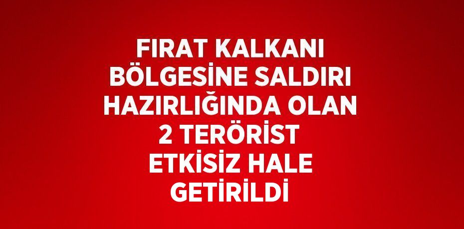 FIRAT KALKANI BÖLGESİNE SALDIRI HAZIRLIĞINDA OLAN 2 TERÖRİST ETKİSİZ HALE GETİRİLDİ