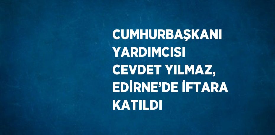 CUMHURBAŞKANI YARDIMCISI CEVDET YILMAZ, EDİRNE’DE İFTARA KATILDI