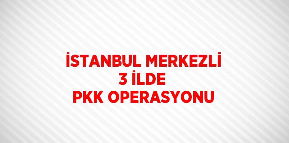 İSTANBUL MERKEZLİ 3 İLDE PKK OPERASYONU