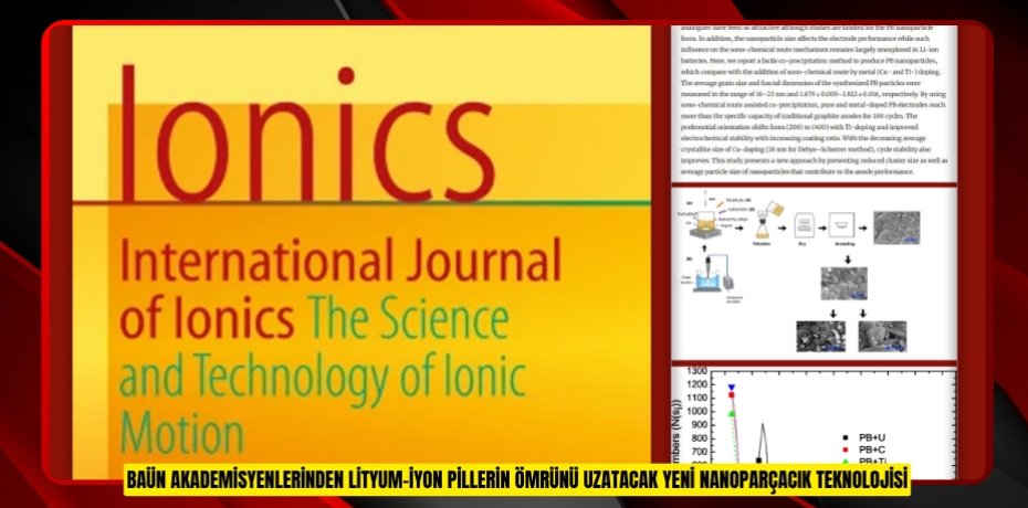 BAÜN AKADEMİSYENLERİNDEN LİTYUM-İYON PİLLERİN ÖMRÜNÜ UZATACAK YENİ NANOPARÇACIK TEKNOLOJİSİ