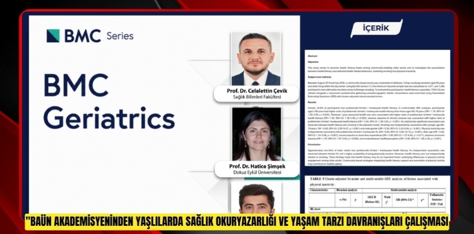 BAÜN AKADEMİSYENİNDEN YAŞLILARDA SAĞLIK OKURYAZARLIĞI VE YAŞAM TARZI DAVRANIŞLARI ÇALIŞMASI